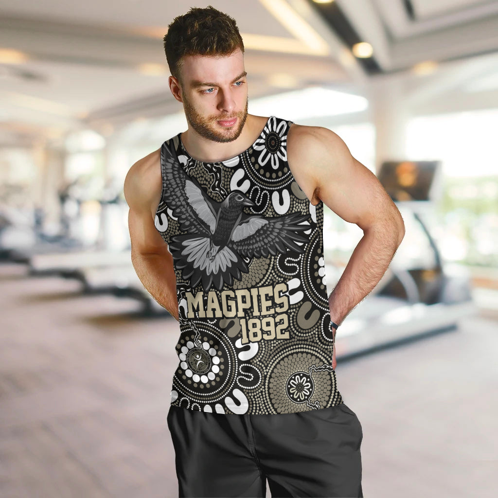 Custom Magpies NAIDOC Week 2024 Men Tank Top Fire Burning Aboriginal Dots Art - Vibe Hoodie Shop