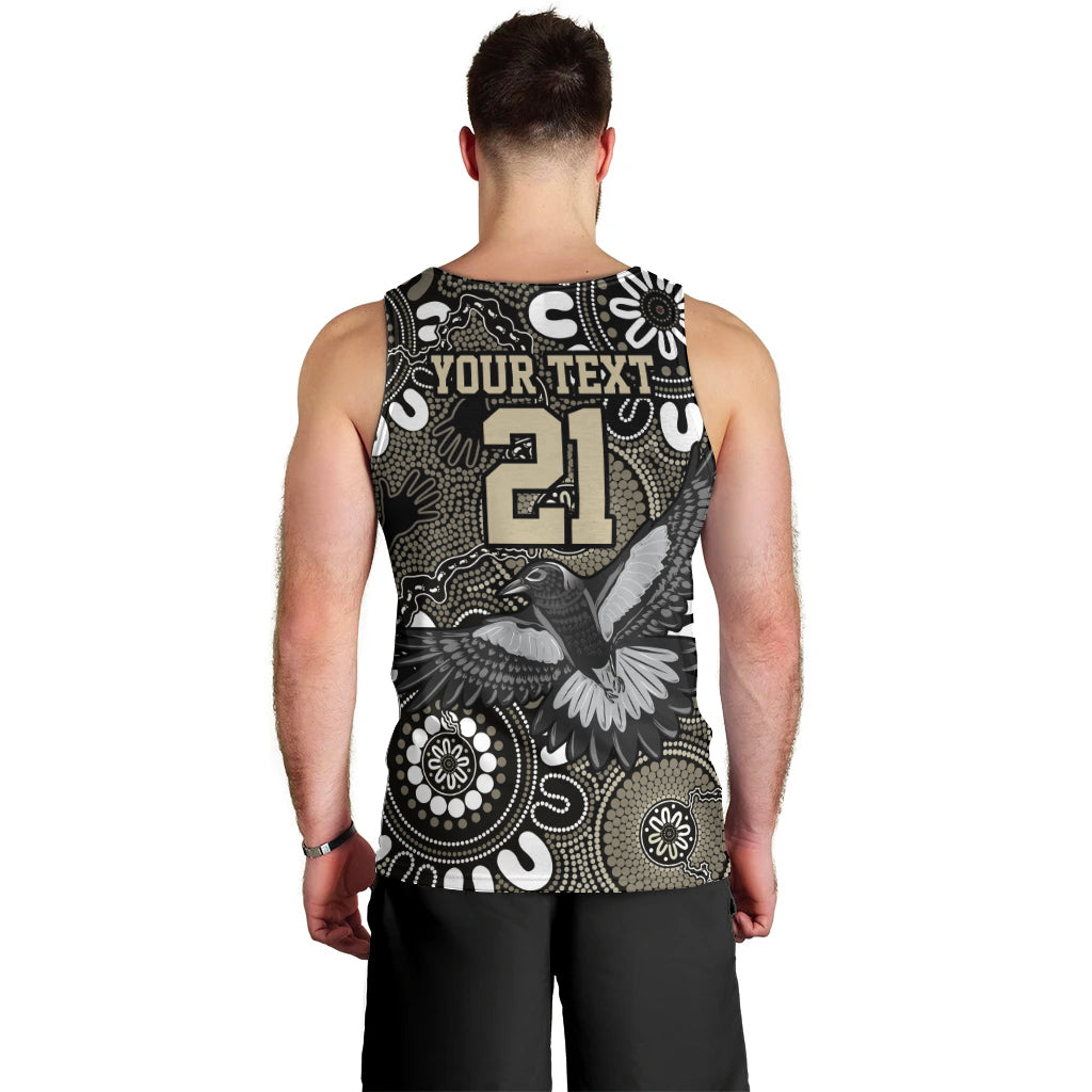 Custom Magpies NAIDOC Week 2024 Men Tank Top Fire Burning Aboriginal Dots Art - Vibe Hoodie Shop