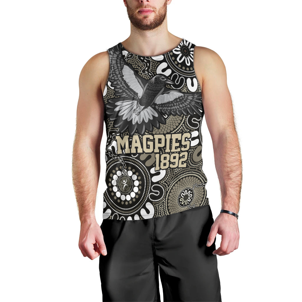 Custom Magpies NAIDOC Week 2024 Men Tank Top Fire Burning Aboriginal Dots Art - Vibe Hoodie Shop