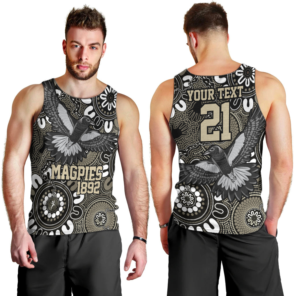 Custom Magpies NAIDOC Week 2024 Men Tank Top Fire Burning Aboriginal Dots Art - Vibe Hoodie Shop
