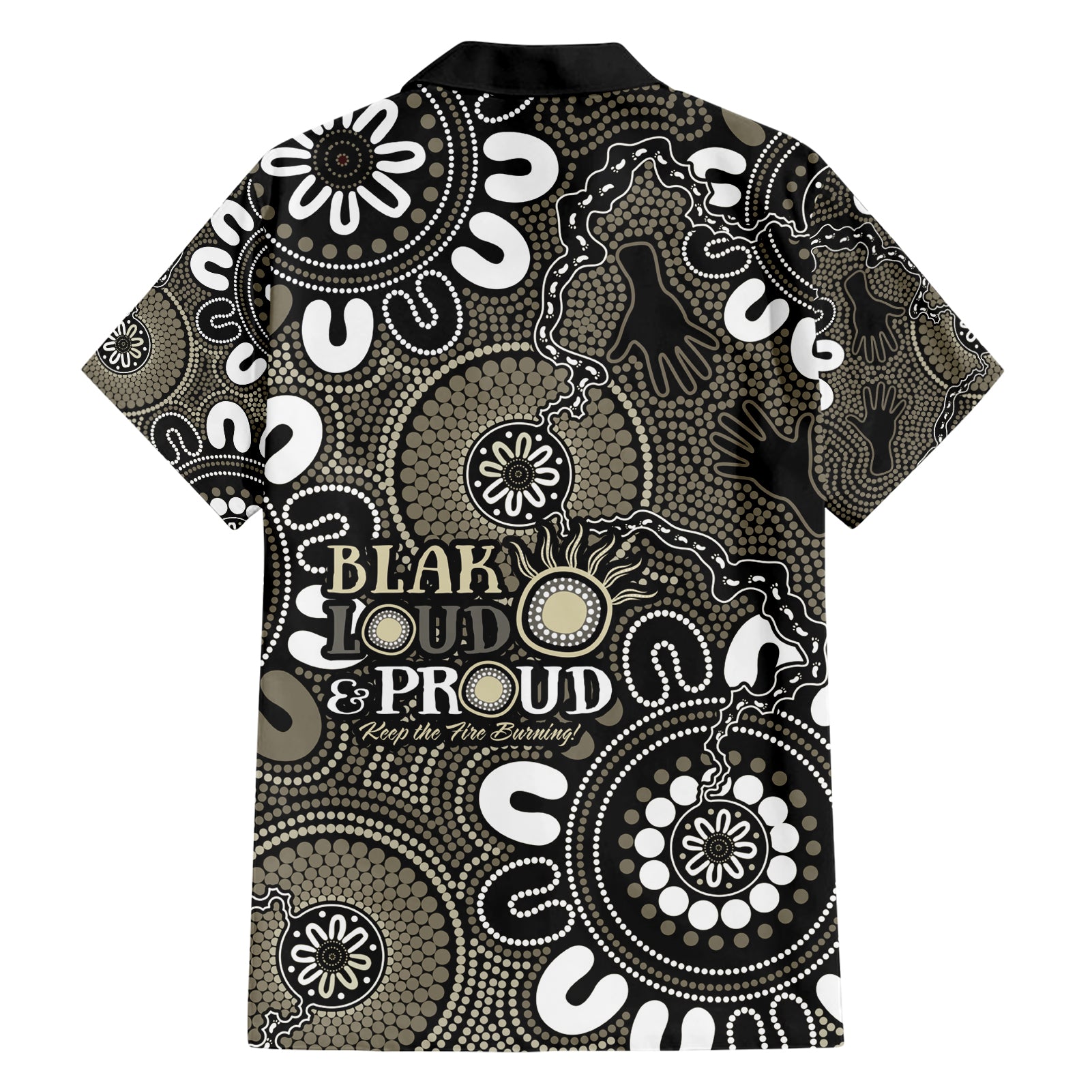 NAIDOC Week 2024 Fire Burning Hawaiian Shirt Aboriginal Dots Black Art - Vibe Hoodie Shop