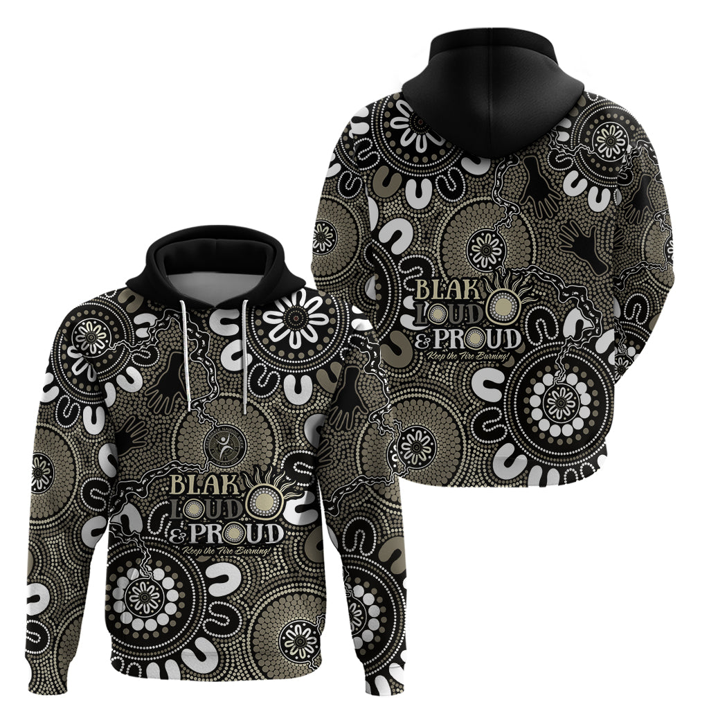NAIDOC Week 2024 Fire Burning Hoodie Aboriginal Dots Black Art LT9 - Vibe Hoodie Shop