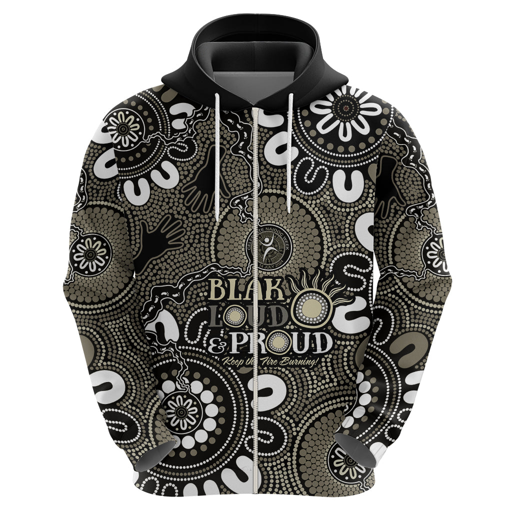 NAIDOC Week 2024 Fire Burning Hoodie Aboriginal Dots Black Art LT9 - Vibe Hoodie Shop