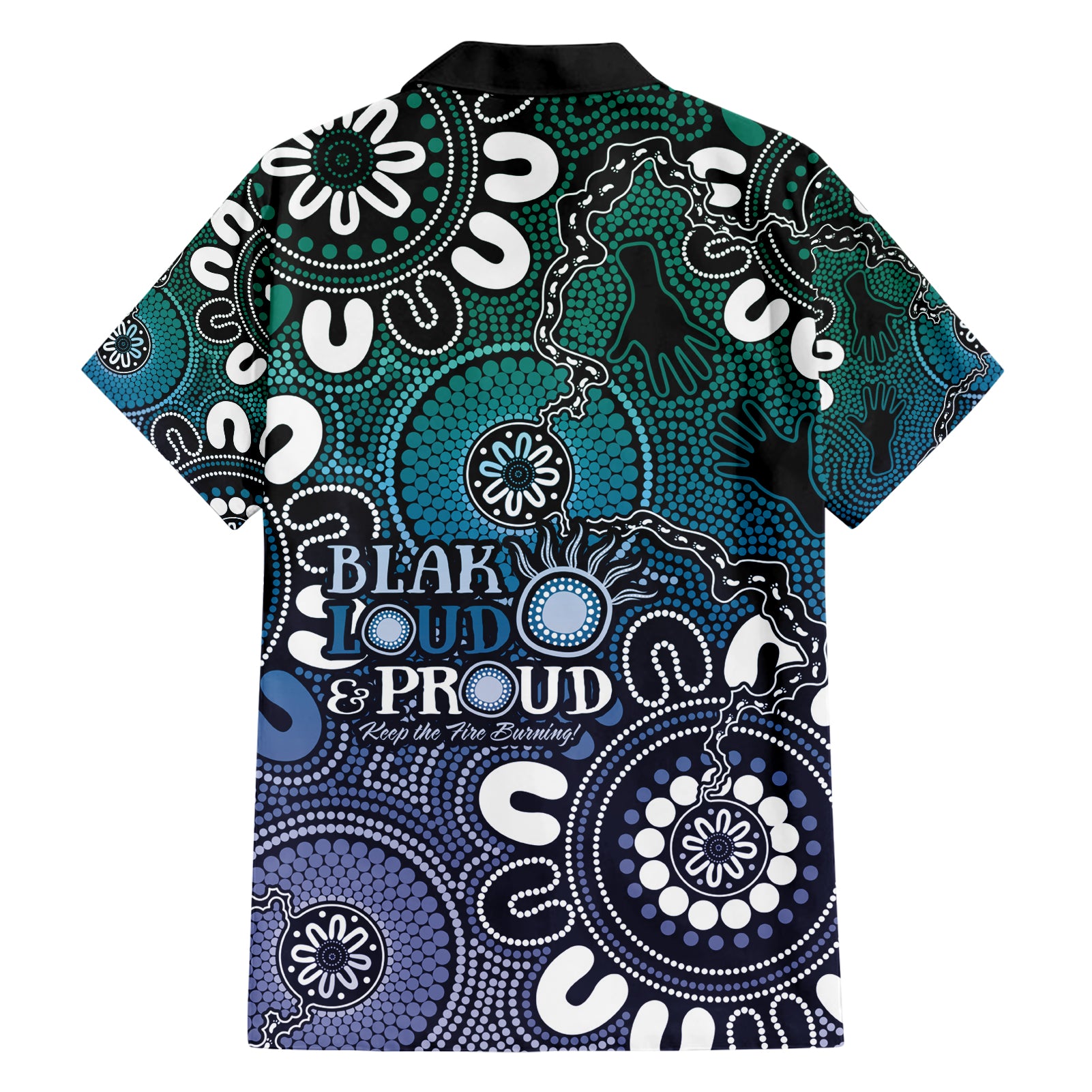 NAIDOC Week 2024 Fire Burning Hawaiian Shirt Aboriginal Dots Blue Art - Vibe Hoodie Shop