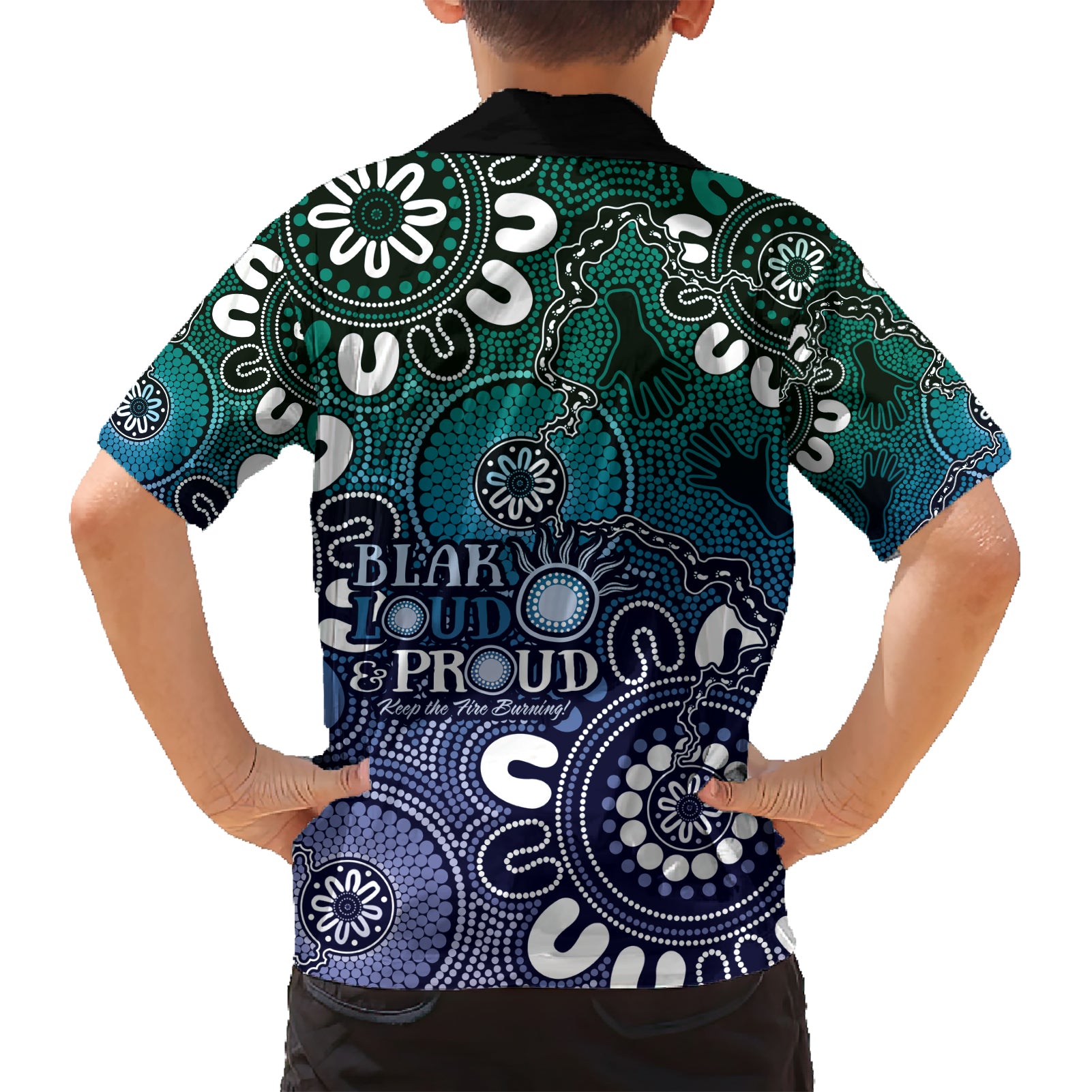 NAIDOC Week 2024 Fire Burning Hawaiian Shirt Aboriginal Dots Blue Art - Vibe Hoodie Shop