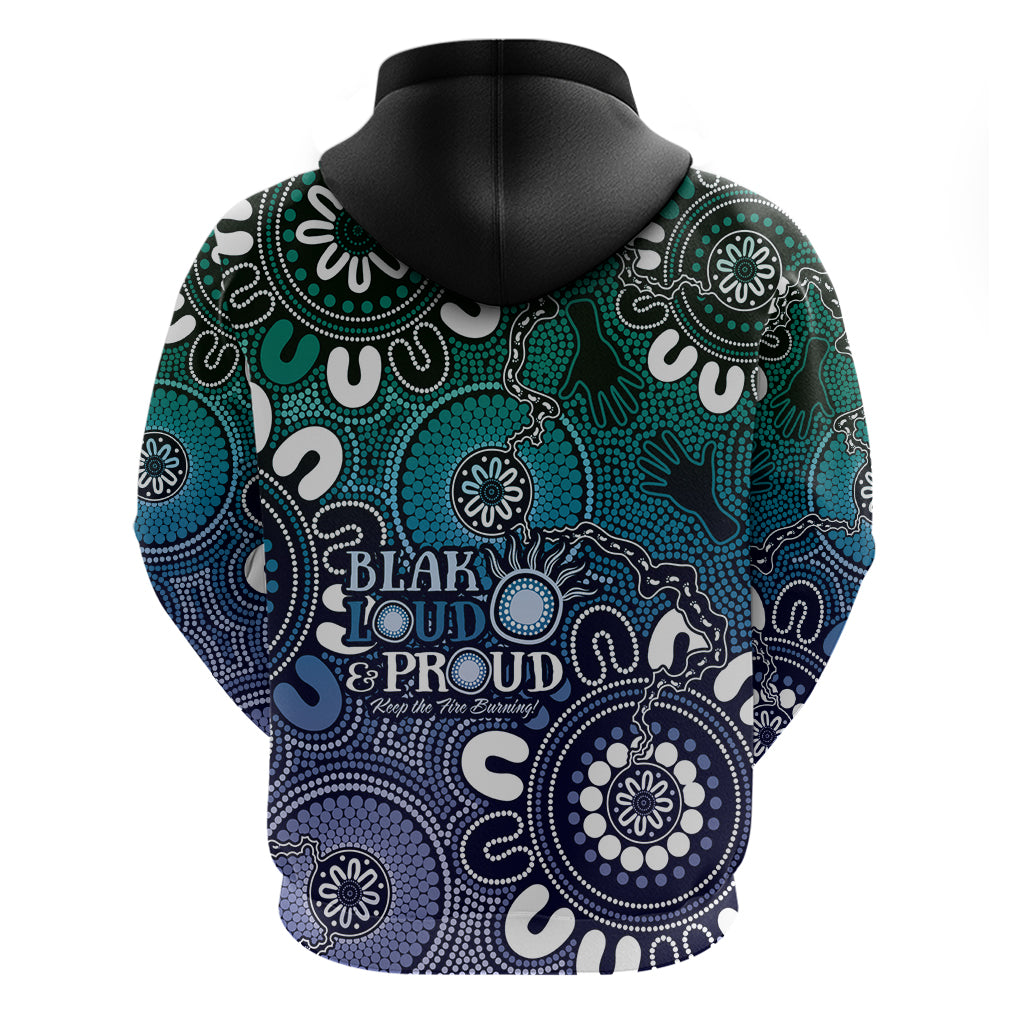 NAIDOC Week 2024 Fire Burning Hoodie Aboriginal Dots Blue Art LT9 - Vibe Hoodie Shop
