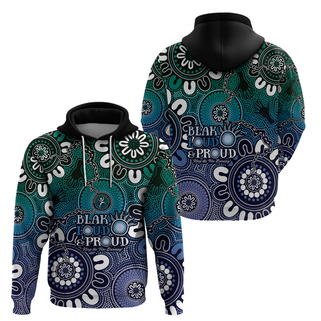 NAIDOC Week 2024 Fire Burning Hoodie Aboriginal Dots Blue Art LT9 - Vibe Hoodie Shop