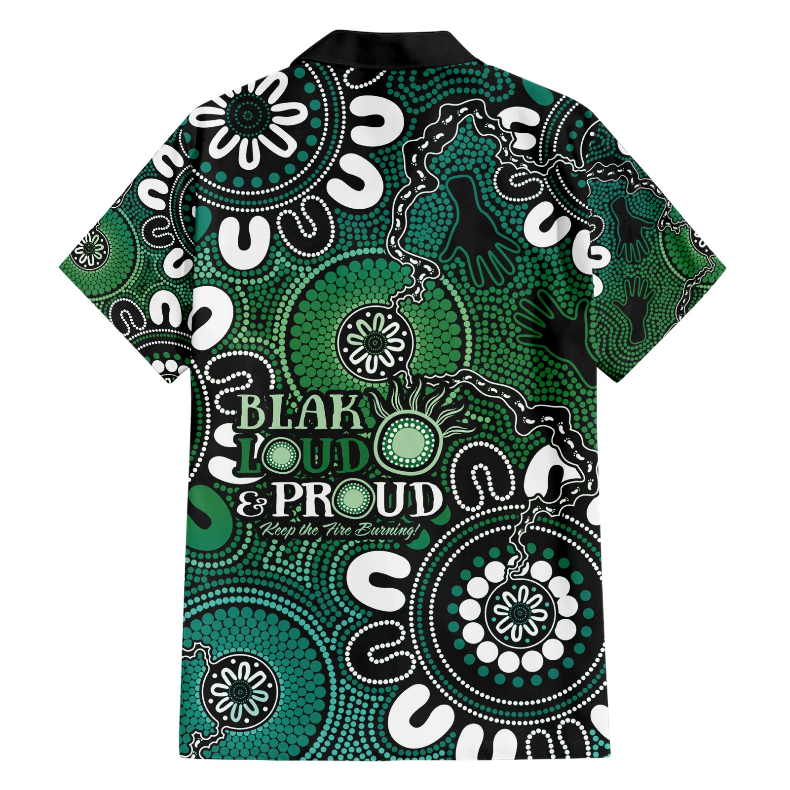 NAIDOC Week 2024 Fire Burning Hawaiian Shirt Aboriginal Dots Green Art - Vibe Hoodie Shop