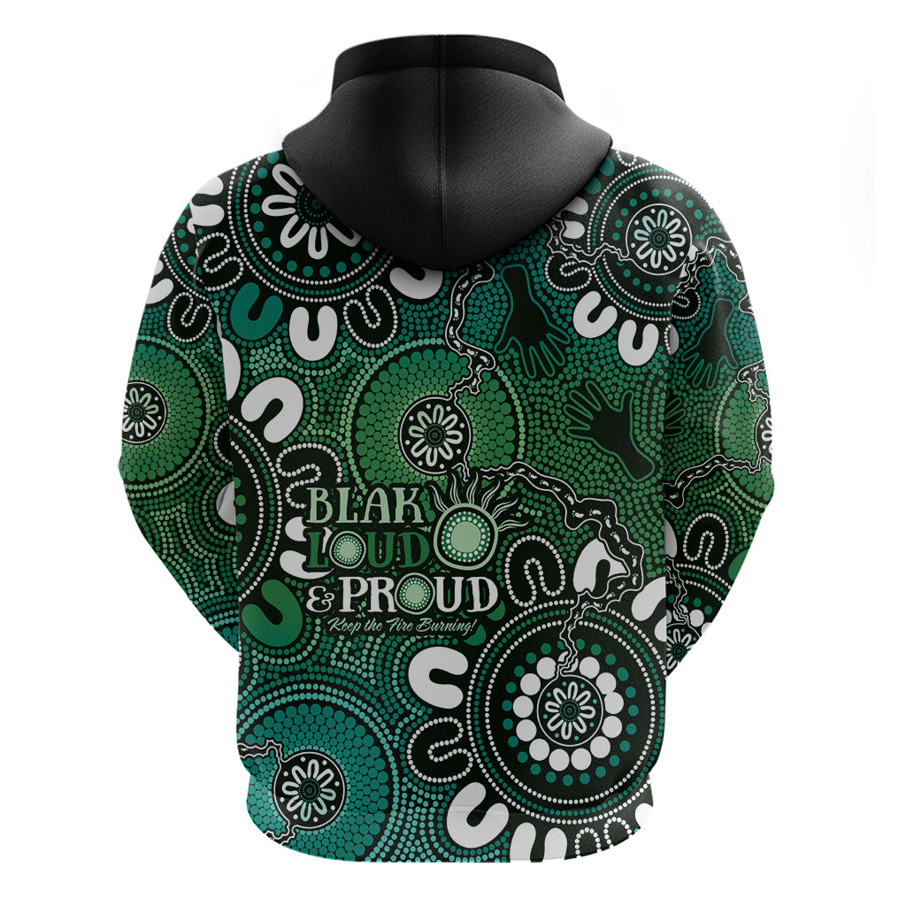 NAIDOC Week 2024 Fire Burning Hoodie Aboriginal Dots Green Art LT9 - Vibe Hoodie Shop