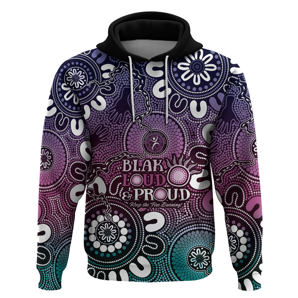 NAIDOC Week 2024 Fire Burning Hoodie Aboriginal Dots Pink Art LT9 - Vibe Hoodie Shop