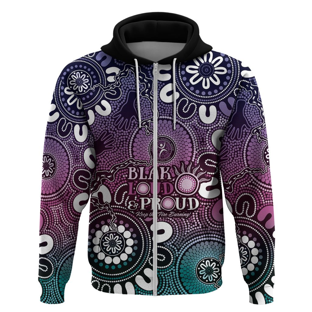 NAIDOC Week 2024 Fire Burning Hoodie Aboriginal Dots Pink Art LT9 - Vibe Hoodie Shop