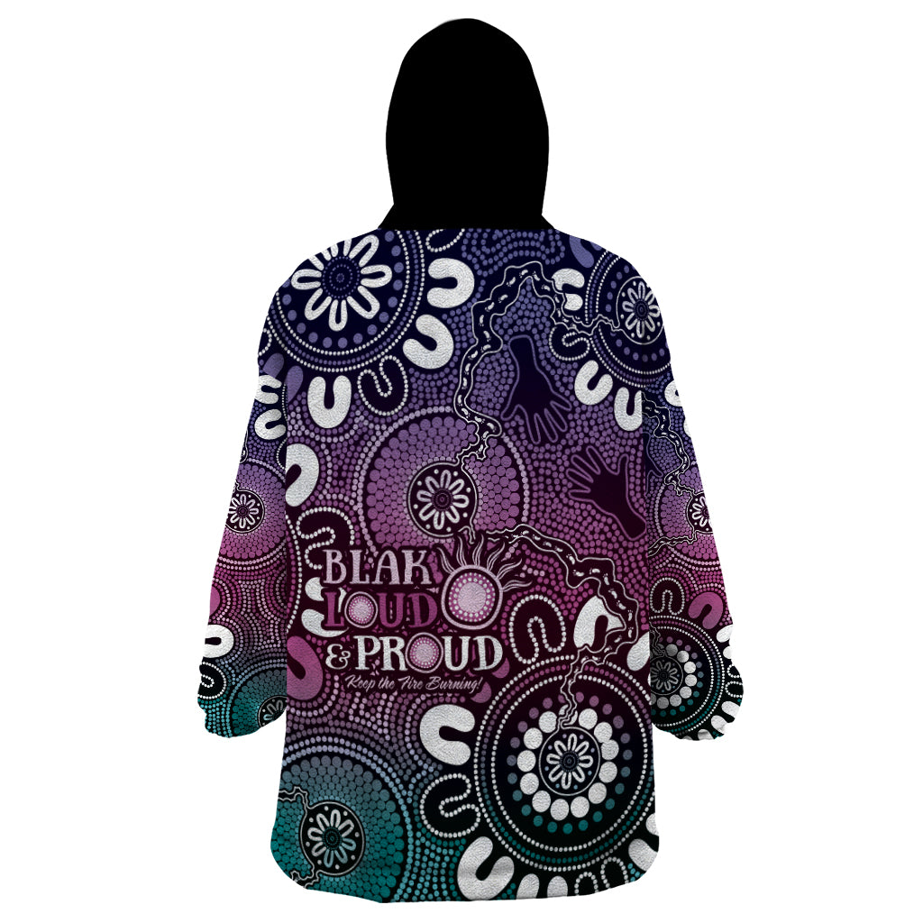 NAIDOC Week 2024 Fire Burning Wearable Blanket Hoodie Aboriginal Dots Pink Art - Vibe Hoodie Shop