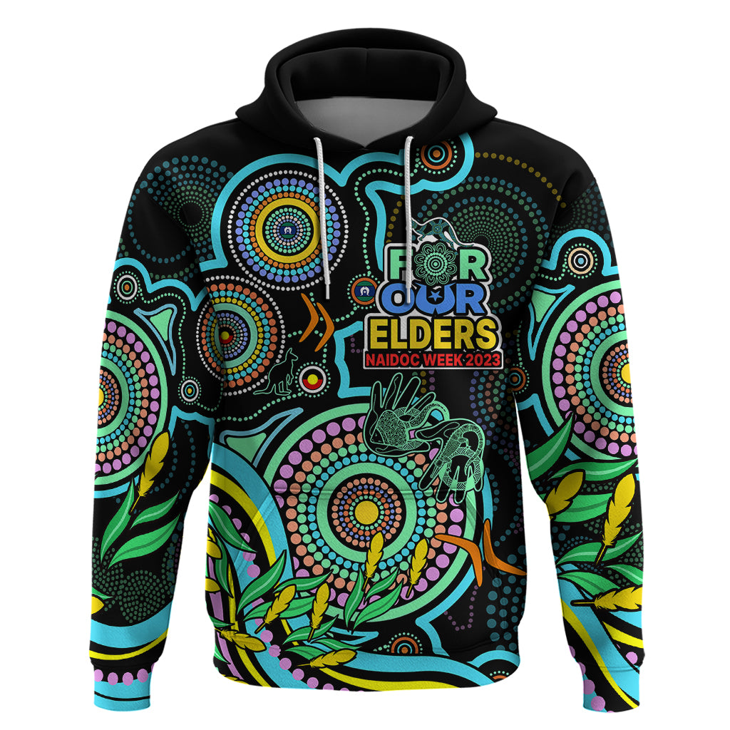 NAIDOC Week 2023 Hoodie Indigenous Tribal Ver.02 - Aqua LT9 - Vibe Hoodie Shop
