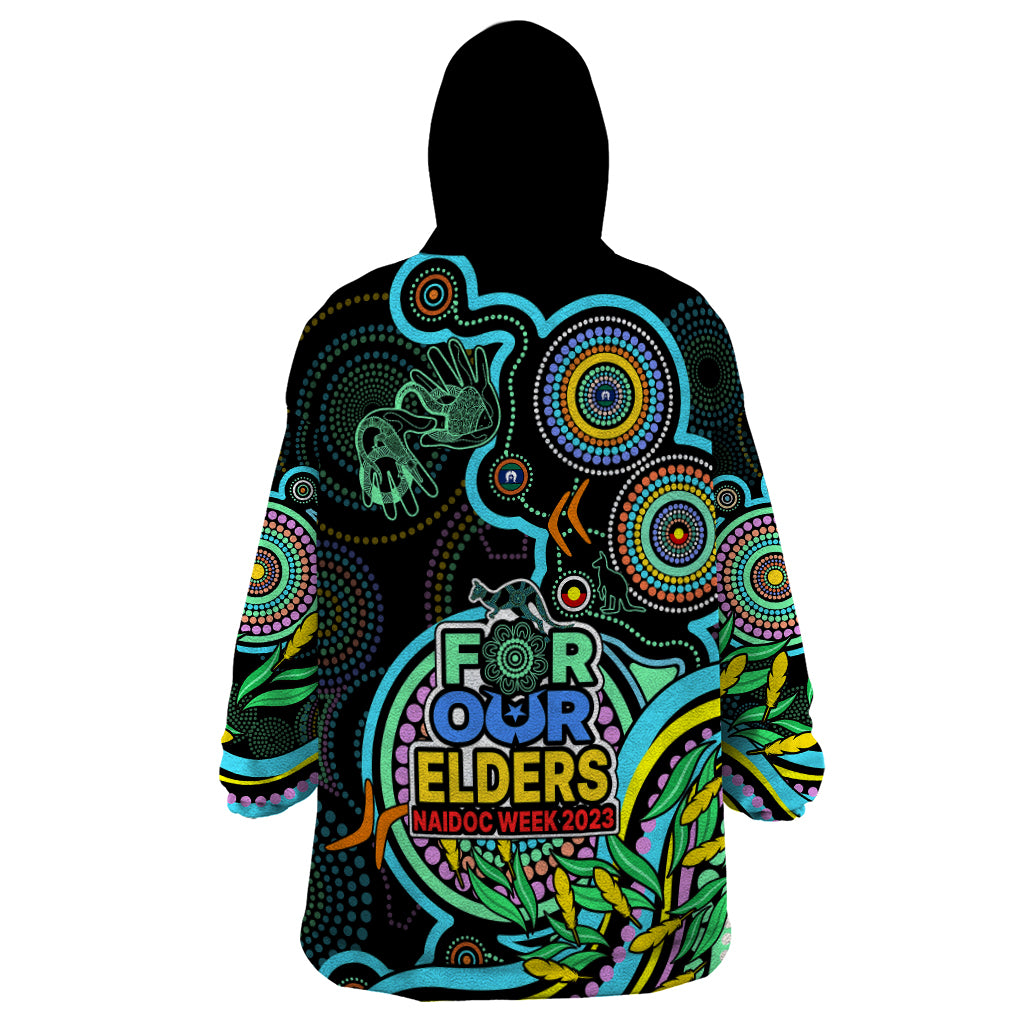 NAIDOC Week 2023 Wearable Blanket Hoodie Indigenous Tribal Ver.02 - Aqua - Vibe Hoodie Shop