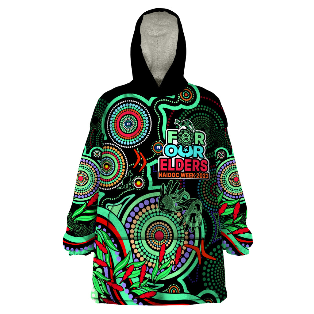 NAIDOC Week 2023 Wearable Blanket Hoodie Indigenous Tribal Ver.02 - Green - Vibe Hoodie Shop