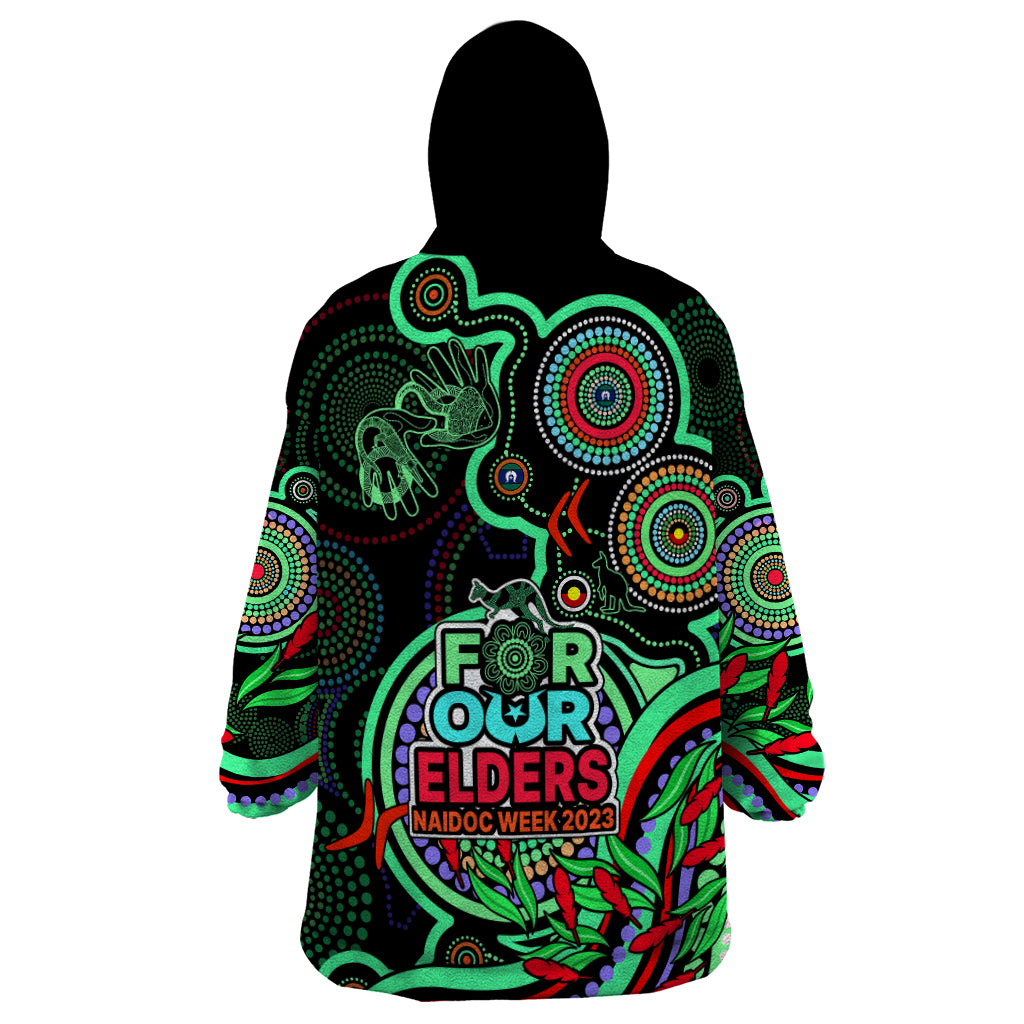 NAIDOC Week 2023 Wearable Blanket Hoodie Indigenous Tribal Ver.02 - Green - Vibe Hoodie Shop