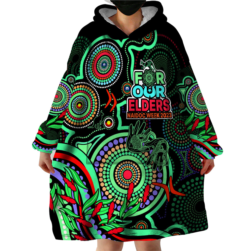 NAIDOC Week 2023 Wearable Blanket Hoodie Indigenous Tribal Ver.02 - Green - Vibe Hoodie Shop