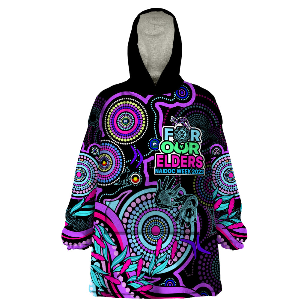 NAIDOC Week 2023 Wearable Blanket Hoodie Indigenous Tribal Ver.02 - Purple - Vibe Hoodie Shop