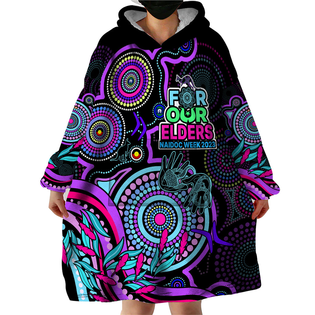 NAIDOC Week 2023 Wearable Blanket Hoodie Indigenous Tribal Ver.02 - Purple - Vibe Hoodie Shop