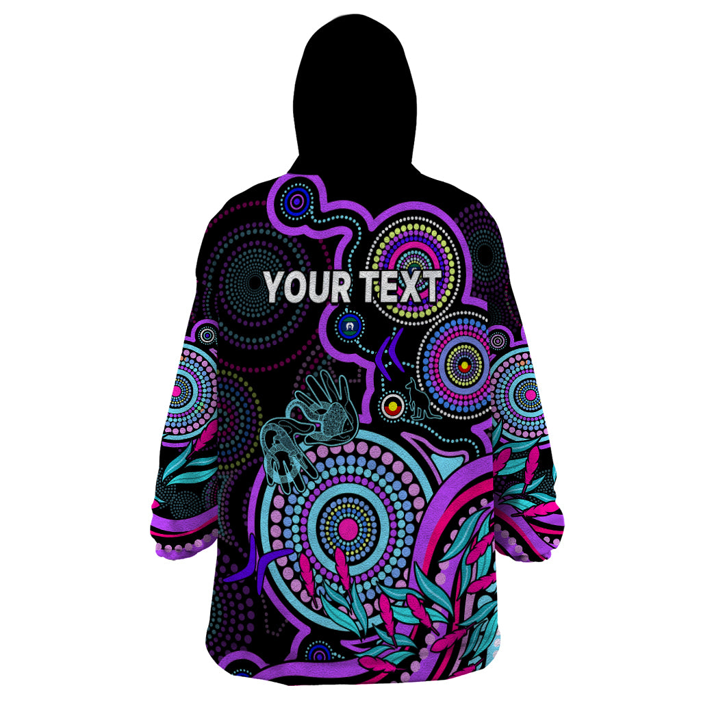 Custom NAIDOC Week 2023 Wearable Blanket Hoodie Indigenous Tribal Ver.02 - Purple - Vibe Hoodie Shop