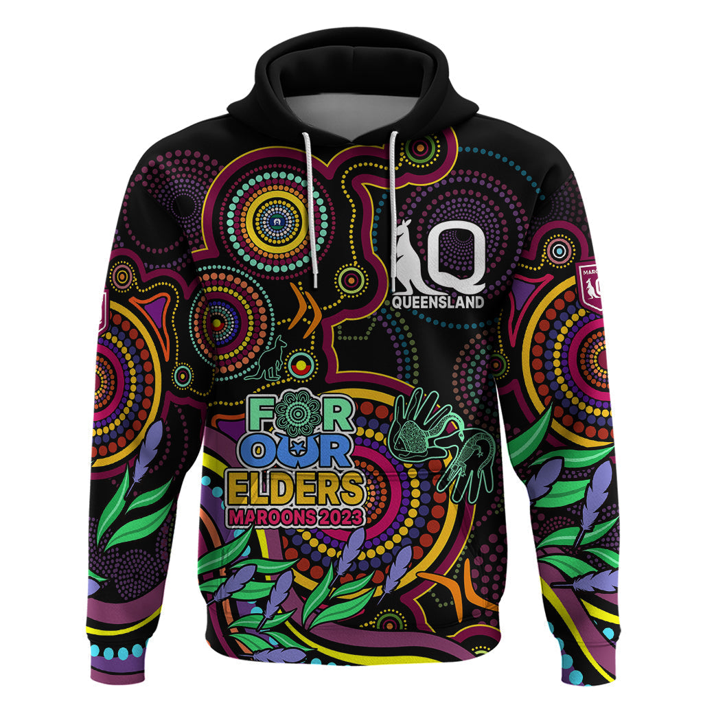 NAIDOC 2023 Maroon Rugby Hoodie Queensland Indigenous Tribal LT9 - Vibe Hoodie Shop