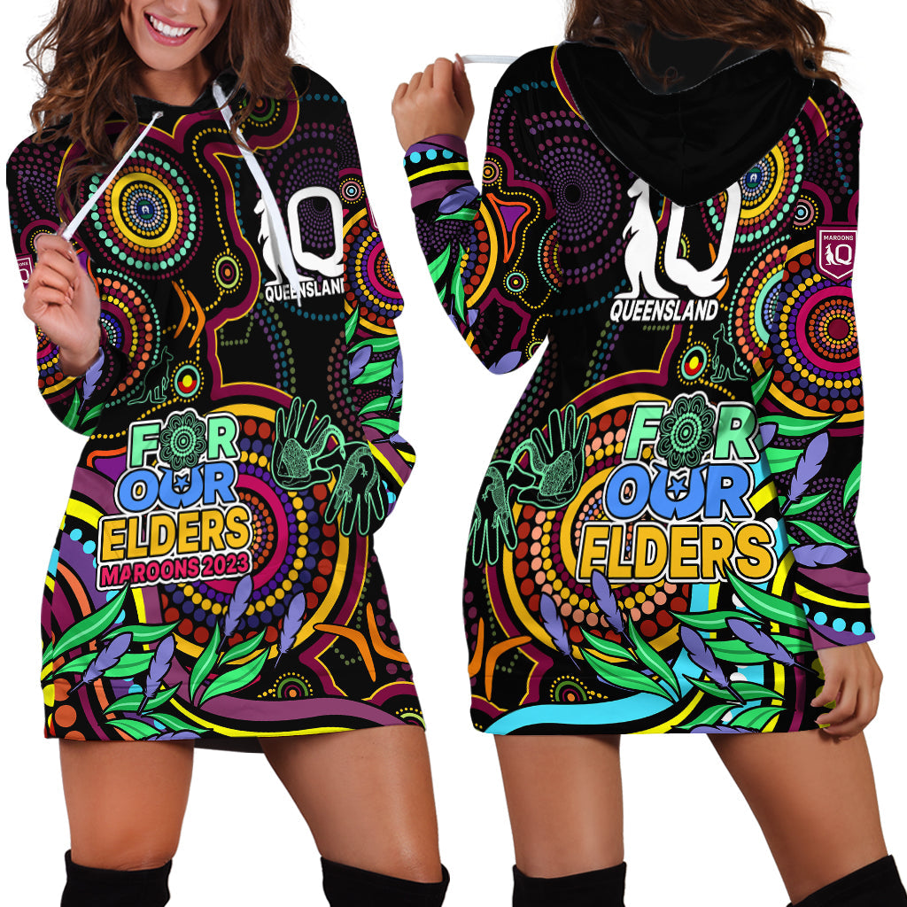 NAIDOC 2023 Maroon Rugby Hoodie Dress Queensland Indigenous Tribal - Vibe Hoodie Shop