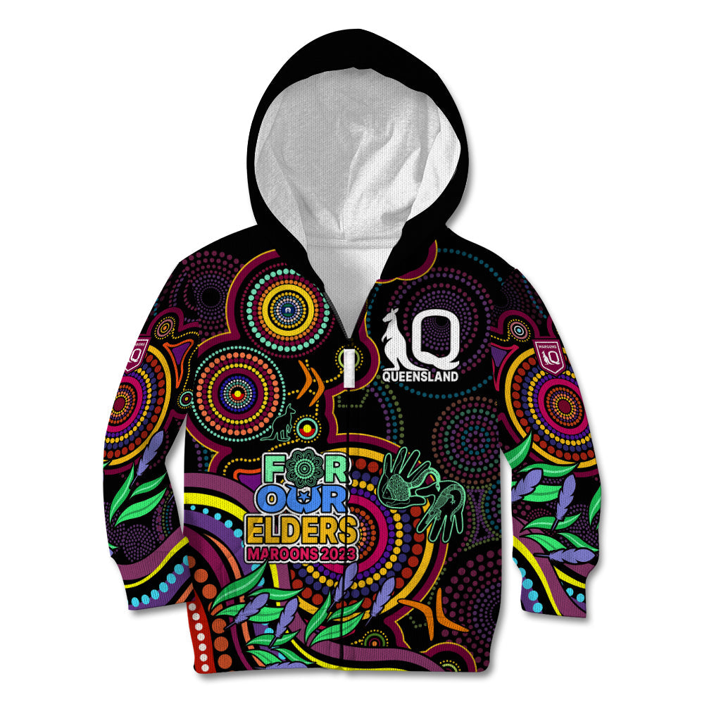NAIDOC 2023 Maroon Rugby Kid Hoodie Queensland Indigenous Tribal - Vibe Hoodie Shop