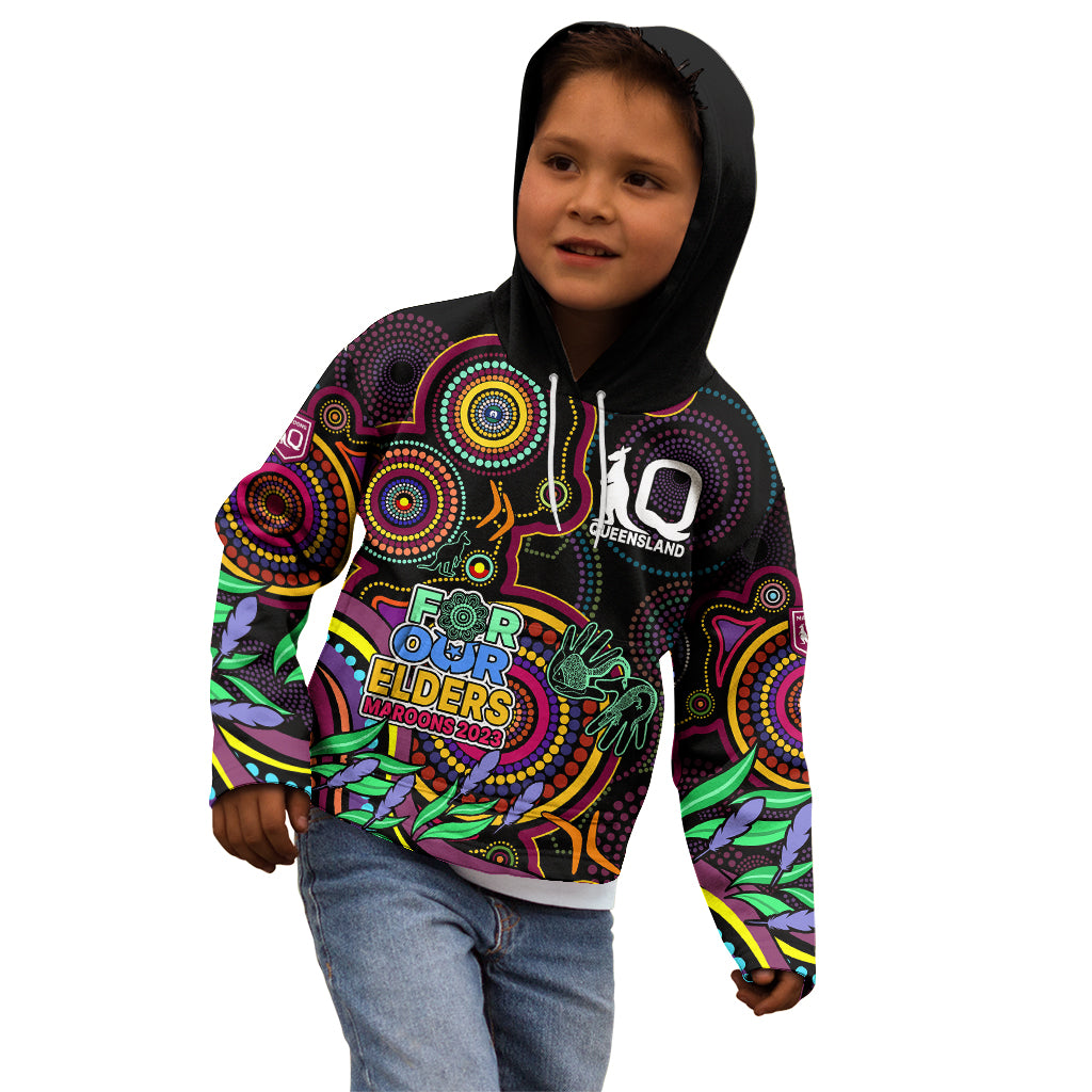 NAIDOC 2023 Maroon Rugby Kid Hoodie Queensland Indigenous Tribal - Vibe Hoodie Shop