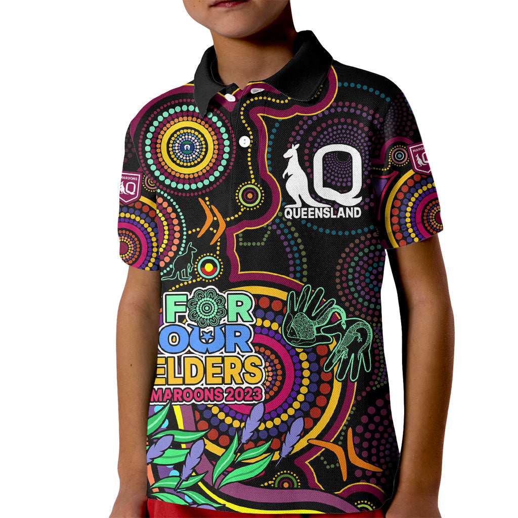 NAIDOC 2023 Maroon Rugby Kid Polo Shirt Queensland Indigenous Tribal - Vibe Hoodie Shop