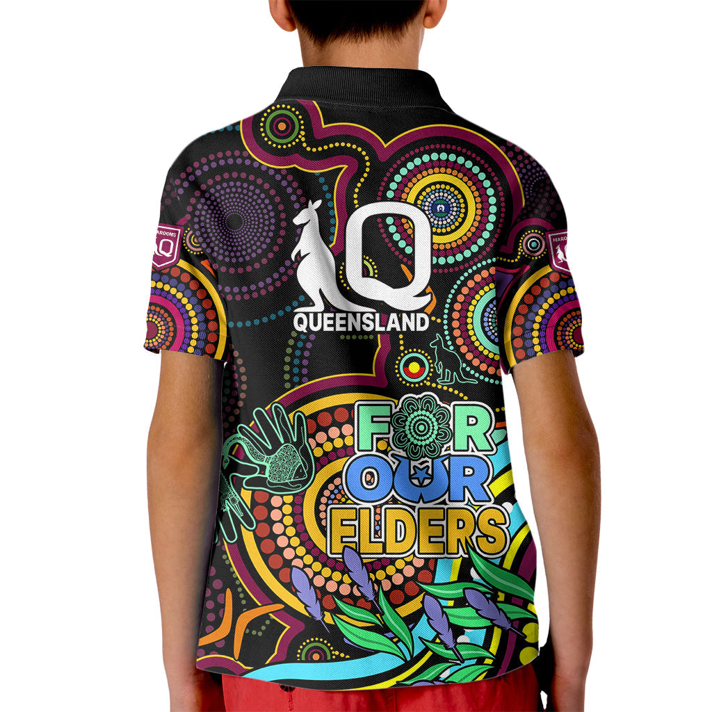 NAIDOC 2023 Maroon Rugby Kid Polo Shirt Queensland Indigenous Tribal - Vibe Hoodie Shop