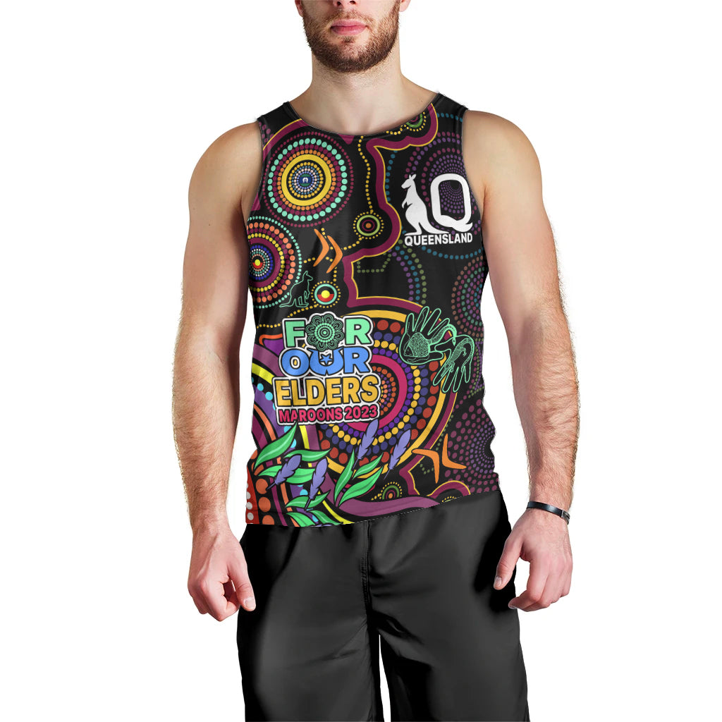 NAIDOC 2023 Maroon Rugby Men Tank Top Queensland Indigenous Tribal - Vibe Hoodie Shop