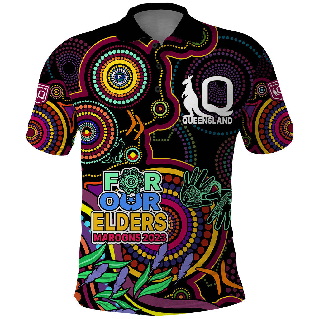 NAIDOC 2023 Maroon Rugby Polo Shirt Queensland Indigenous Tribal LT9 - Vibe Hoodie Shop