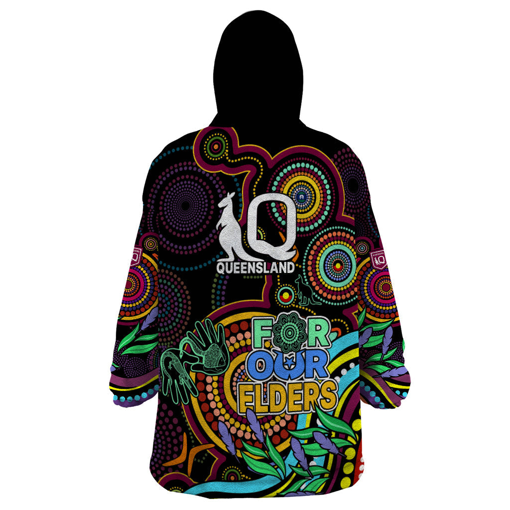 NAIDOC 2023 Maroon Rugby Wearable Blanket Hoodie Queensland Indigenous Tribal - Vibe Hoodie Shop