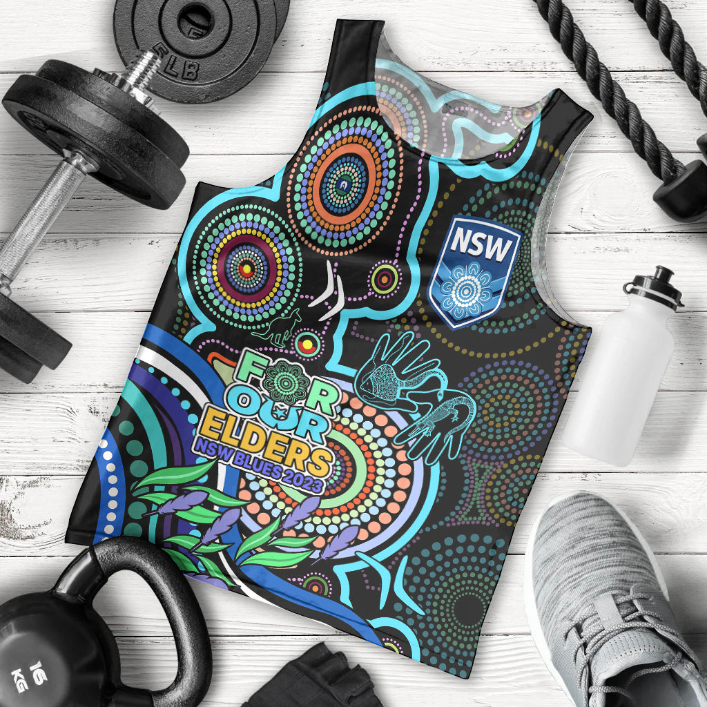NAIDOC 2023 NSW Blues Rugby Men Tank Top New South Wales Indigenous Tribal - Vibe Hoodie Shop