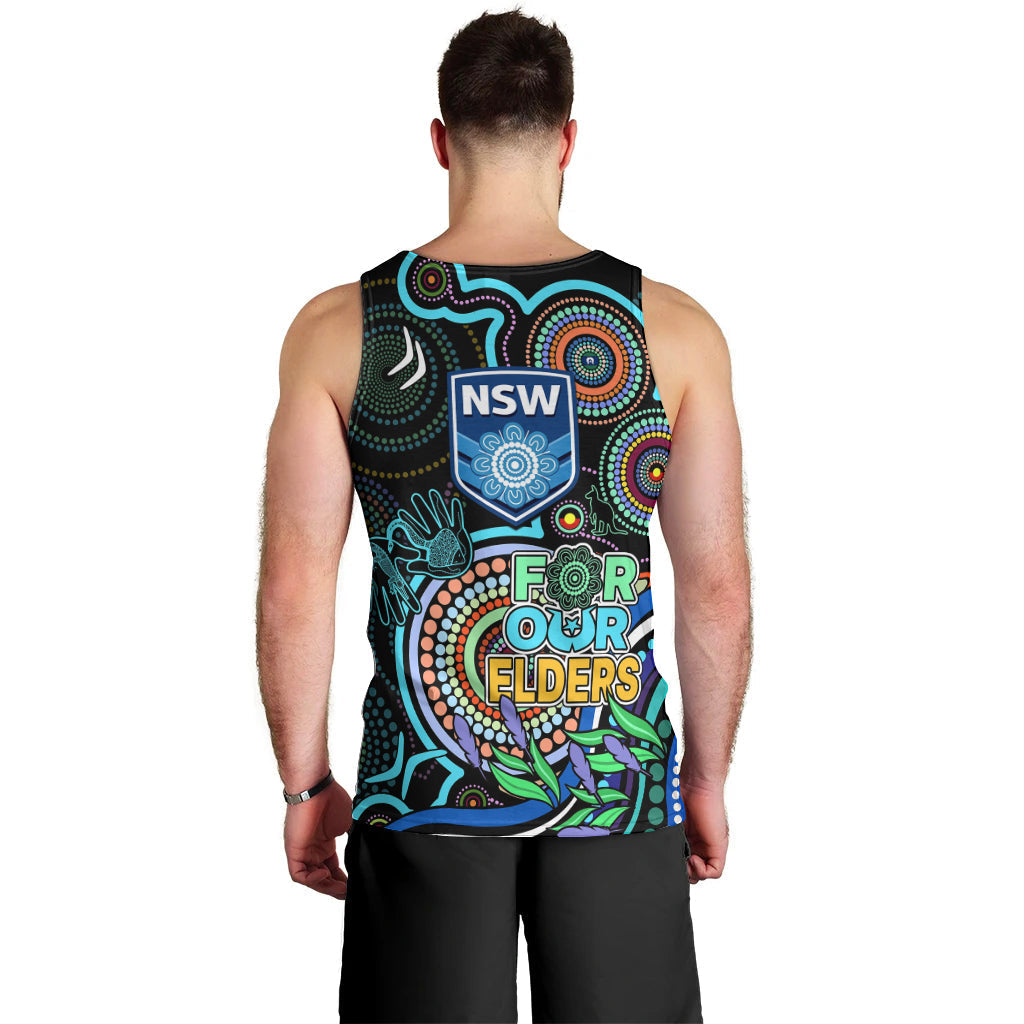 NAIDOC 2023 NSW Blues Rugby Men Tank Top New South Wales Indigenous Tribal - Vibe Hoodie Shop