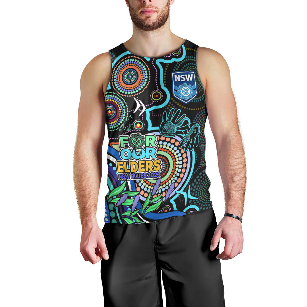NAIDOC 2023 NSW Blues Rugby Men Tank Top New South Wales Indigenous Tribal - Vibe Hoodie Shop