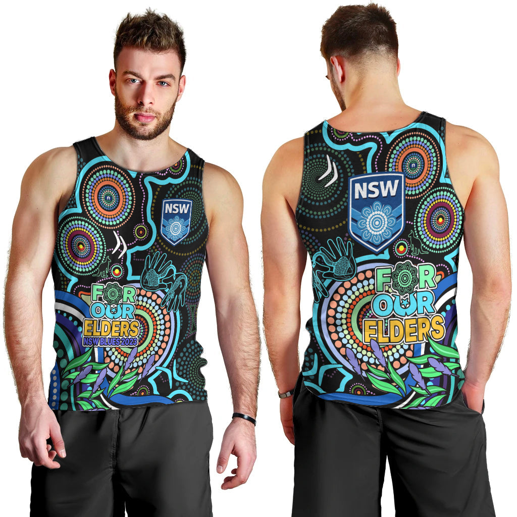 NAIDOC 2023 NSW Blues Rugby Men Tank Top New South Wales Indigenous Tribal - Vibe Hoodie Shop