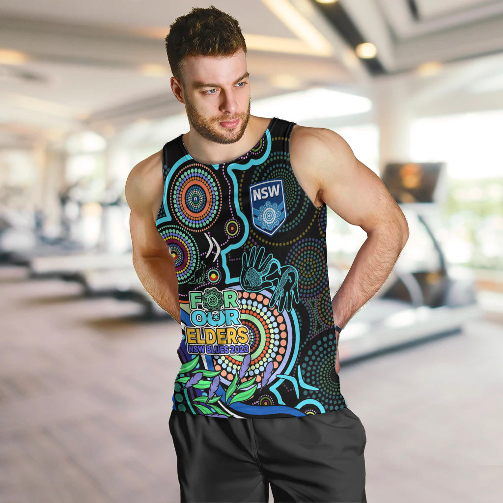 NAIDOC 2023 NSW Blues Rugby Men Tank Top New South Wales Indigenous Tribal - Vibe Hoodie Shop