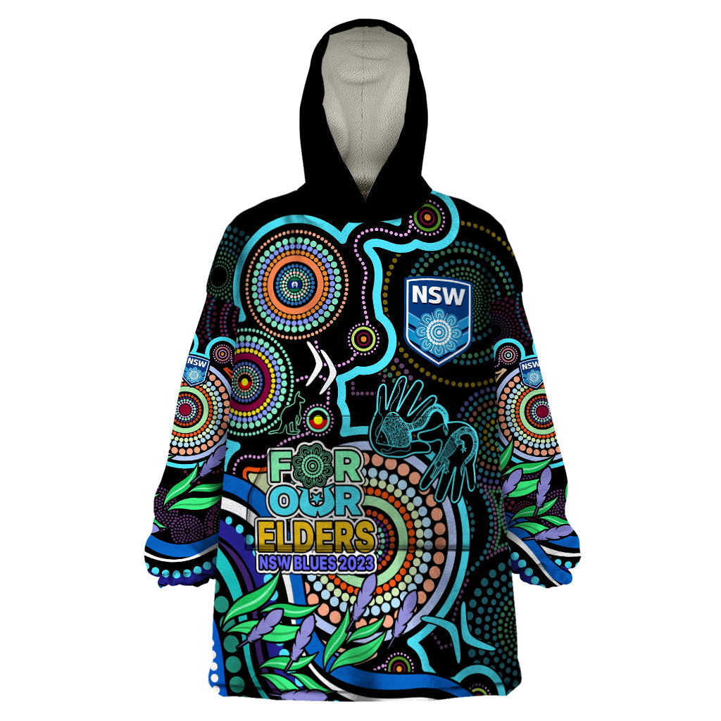 NAIDOC 2023 NSW Blues Rugby Wearable Blanket Hoodie New South Wales Indigenous Tribal - Vibe Hoodie Shop