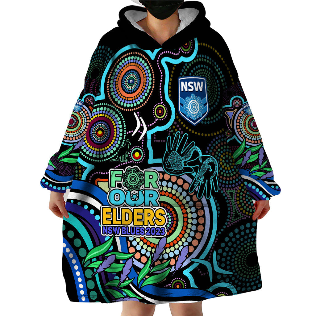 NAIDOC 2023 NSW Blues Rugby Wearable Blanket Hoodie New South Wales Indigenous Tribal - Vibe Hoodie Shop