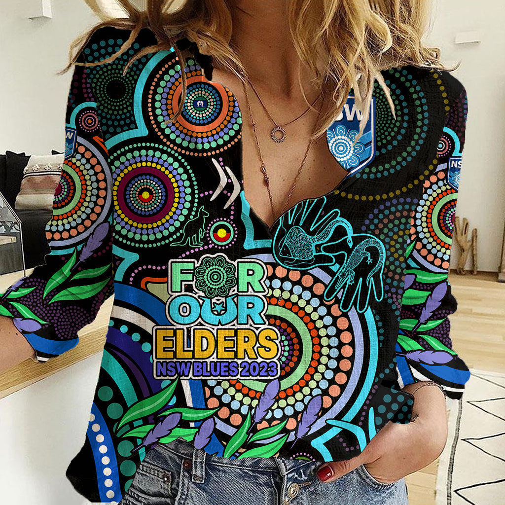 NAIDOC 2023 NSW Blues Rugby Women Casual Shirt New South Wales Indigenous Tribal - Vibe Hoodie Shop