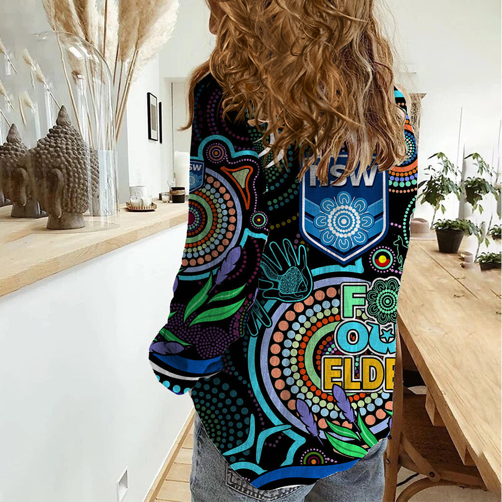 NAIDOC 2023 NSW Blues Rugby Women Casual Shirt New South Wales Indigenous Tribal - Vibe Hoodie Shop