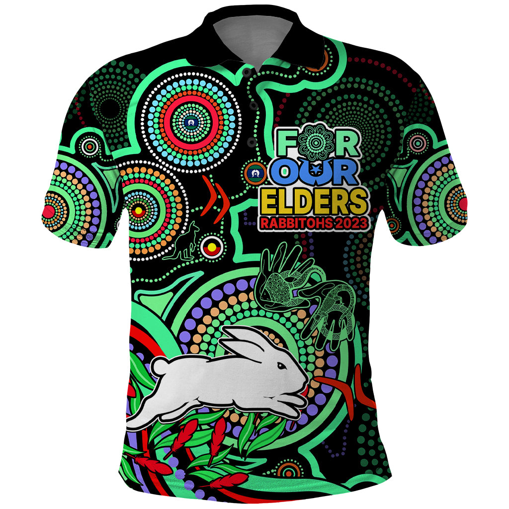 NAIDOC 2023 Rabbitohs Rugby Polo Shirt The Bunnies Indigenous Tribal LT9 - Vibe Hoodie Shop