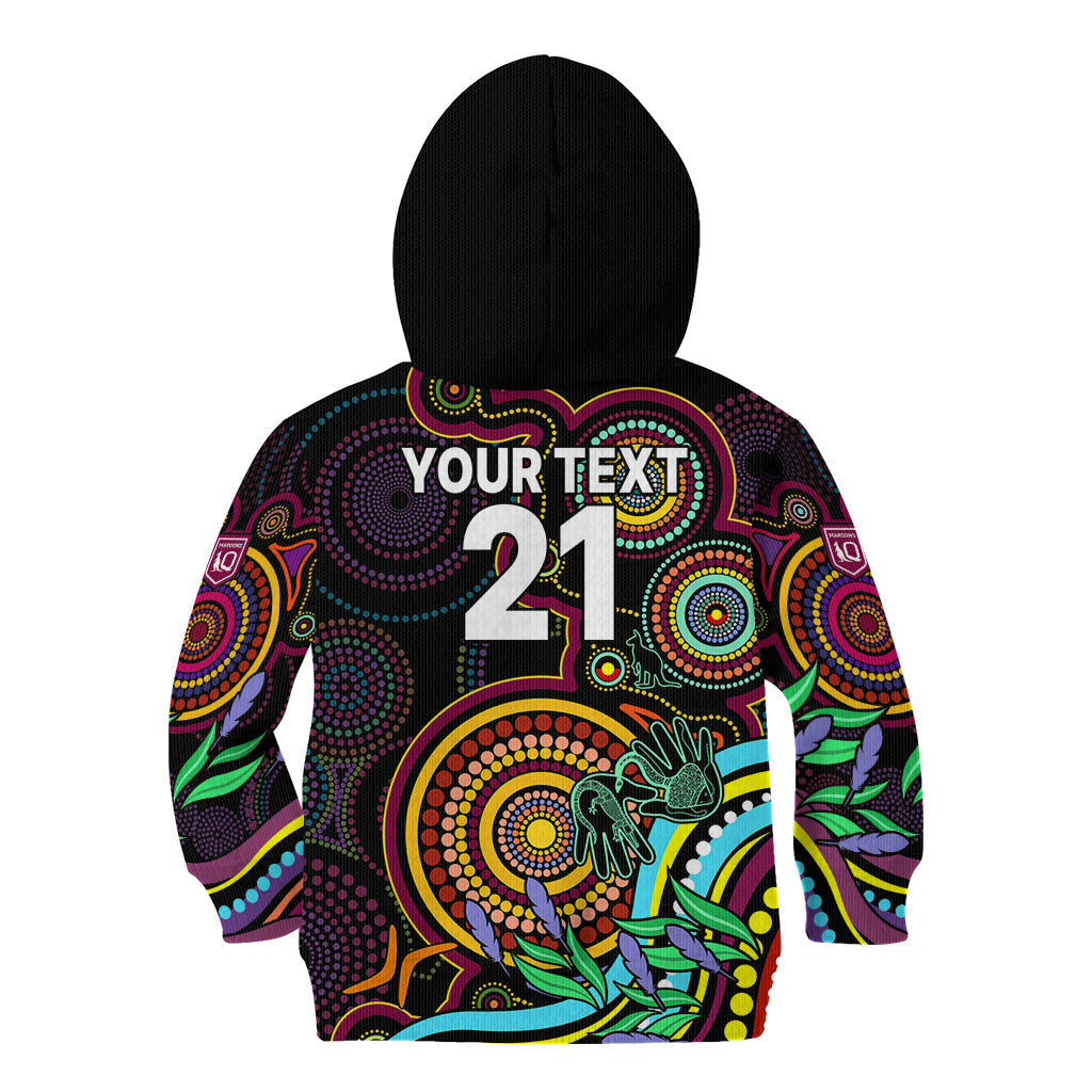 (Custom Text And Number) NAIDOC 2023 Maroon Rugby Kid Hoodie Queensland Indigenous Tribal - Vibe Hoodie Shop