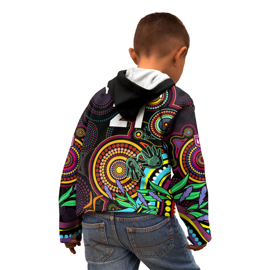 (Custom Text And Number) NAIDOC 2023 Maroon Rugby Kid Hoodie Queensland Indigenous Tribal - Vibe Hoodie Shop