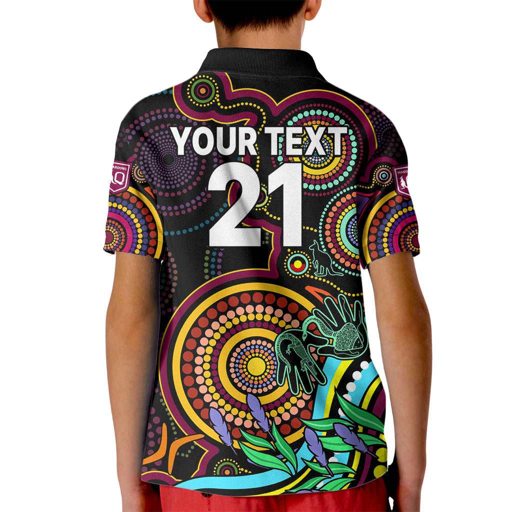 (Custom Text And Number) NAIDOC 2023 Maroon Rugby Kid Polo Shirt Queensland Indigenous Tribal - Vibe Hoodie Shop
