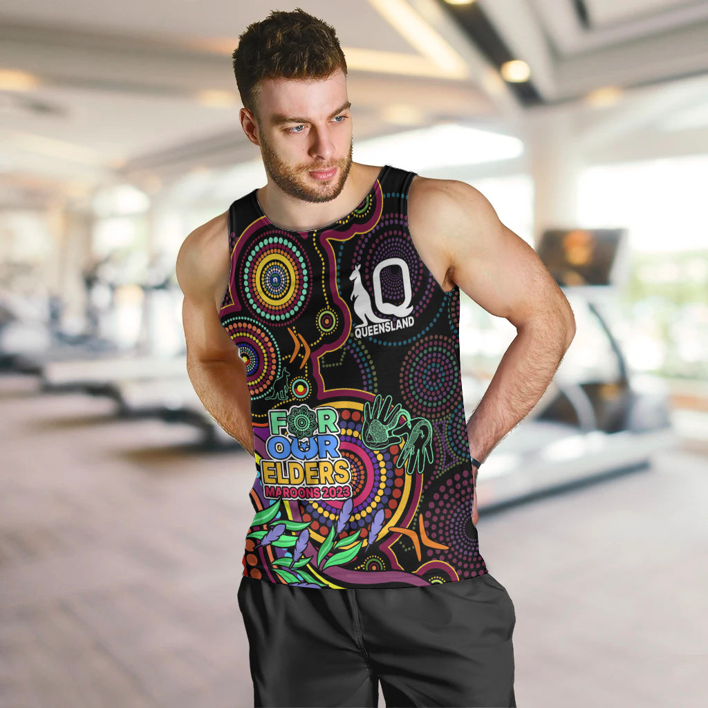 (Custom Text And Number) NAIDOC 2023 Maroon Rugby Men Tank Top Queensland Indigenous Tribal - Vibe Hoodie Shop