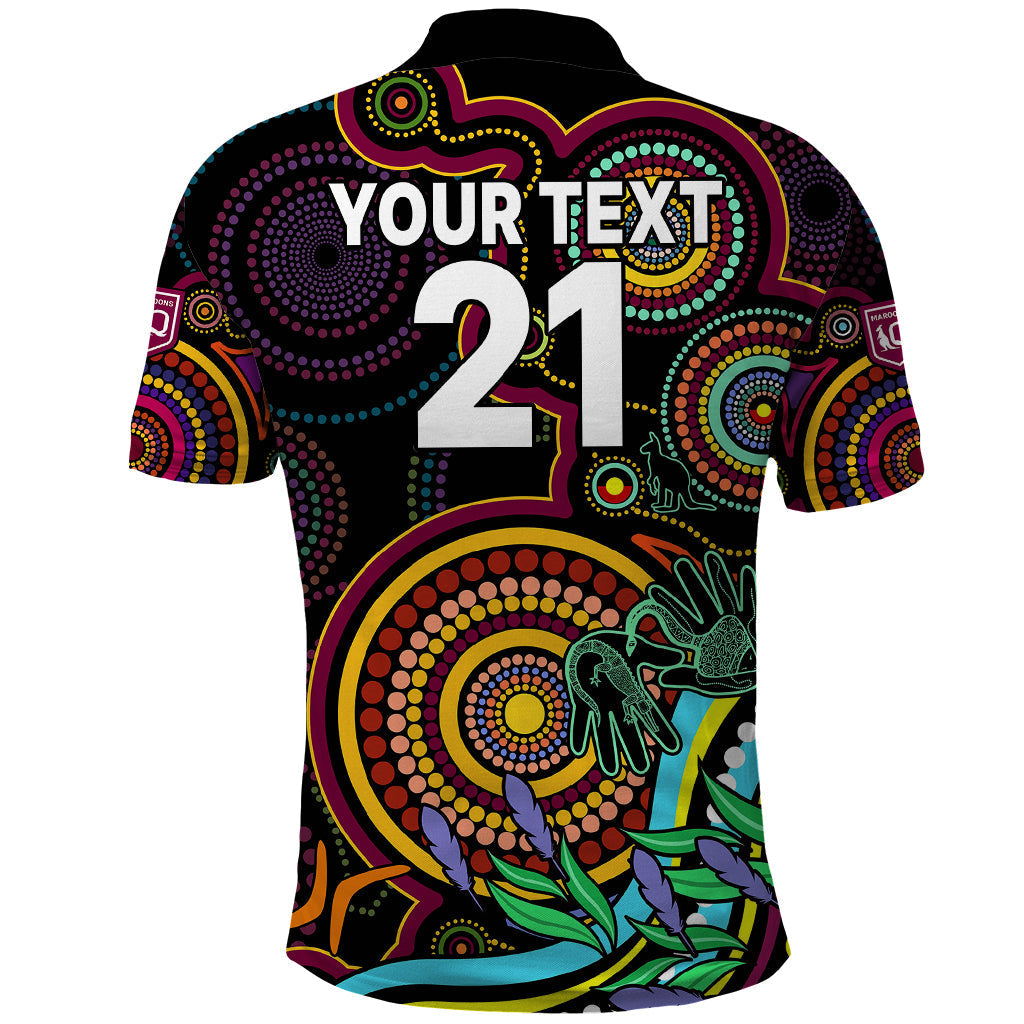 (Custom Text And Number) NAIDOC 2023 Maroon Rugby Polo Shirt Queensland Indigenous Tribal LT9 - Vibe Hoodie Shop
