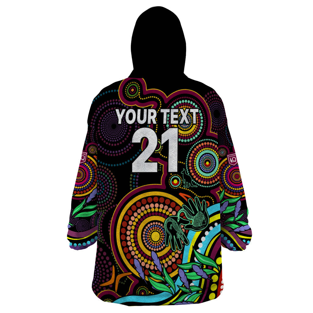 (Custom Text And Number) NAIDOC 2023 Maroon Rugby Wearable Blanket Hoodie Queensland Indigenous Tribal - Vibe Hoodie Shop