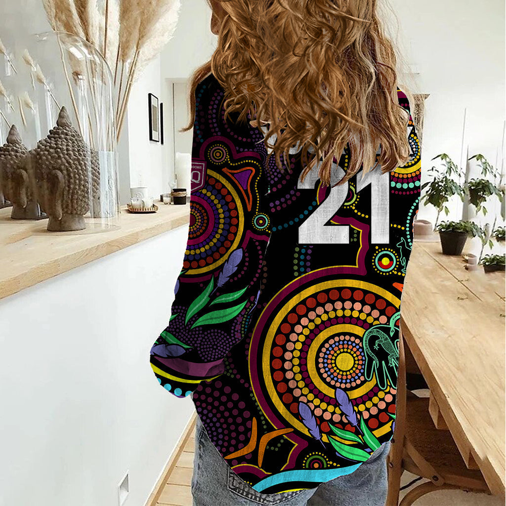 (Custom Text And Number) NAIDOC 2023 Maroon Rugby Women Casual Shirt Queensland Indigenous Tribal - Vibe Hoodie Shop